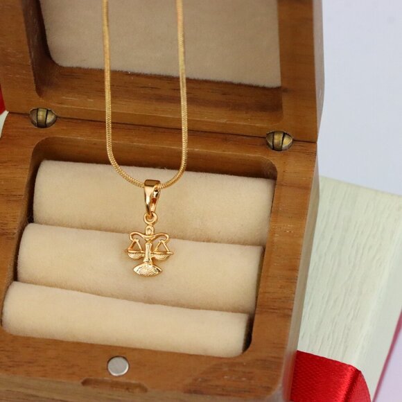 "Libra Zodiac Scales Rose Gold Pendant Stylish Charm, XPPT1468 - Picture 7 of 13